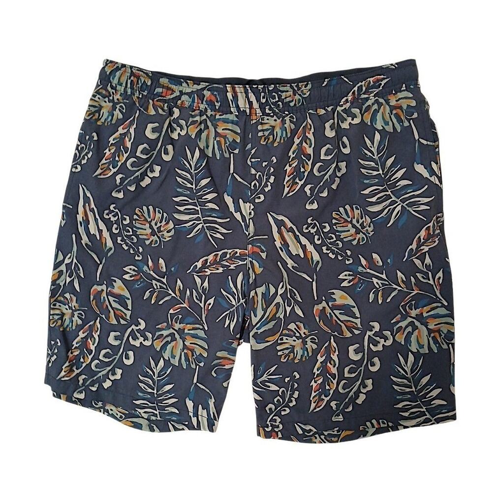 Kirkland Signature Board Swim Shorts Men's Size L Dark Blue Floral Tropical Vaca